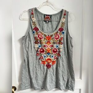 Johnny Was Anaya Embroidered Front Tee Tank
Size L